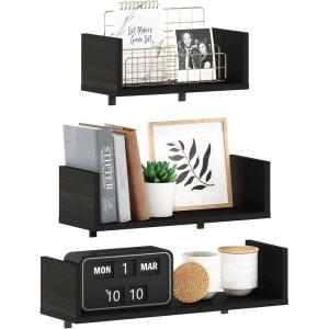 Furinno Rossi Wall Mount Floating Corner Shelf, 5-Tier Radial, Columbia Walnut(Espresso)