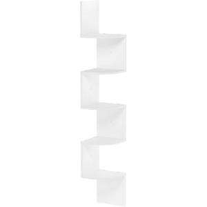 Furinno Rossi Wall Mount Floating Corner Shelf, 5-Tier Radial, Columbia Walnut(White)