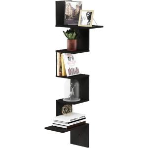 Furinno Rossi Wall Mounted Shelves, 3-Tier Rectangle, Espresso/Black(Espresso/Black)