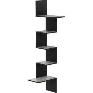 Furinno Rossi Wall Mounted Shelves, 3-Tier Rectangle, Espresso/Black(French Oak Grey/Black)