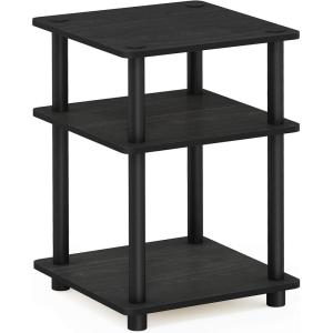 Furinno TURN-N-TUBE Side Table, 3-Tier End Table, Open Shelves Nightstand, Night Stand, Bedside Table, Easy Assembly, for Living Room, Bedroom, Blackwood | Easy Assembly, Multipurpose(Blackwood)