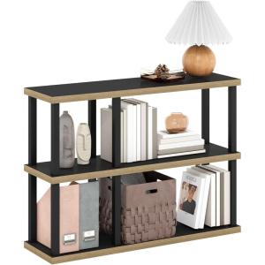 Furinno TURN-N-TUBE Storage Shelves, 3-Tier 47.4 Wide Book Shelf, Corner Shelf, Toolless Open Shelves, for Organization and Storage, Living Room, Garage, Home Office, Espresso(Americano/Black)