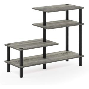Furinno TURN-N-TUBE Storage Shelves, 3-Tier 47.4 Wide Book Shelf, Corner Shelf, Toolless Open Shelves, for Organization and Storage, Living Room, Garage, Home Office, Espresso(Finn Oak)