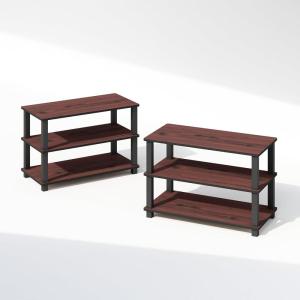 Furinno TURN-S-TUBE Shoe Rack, 3-Tier Shoe Organizer, Shoe Storage Rack with No Tools Assembly, 11.6 x 47.2 x 15.4, for Closet Entryway, Office, Garage, Espresso/Black(Cherry Oak/Black)