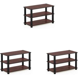Furinno TURN-S-TUBE Shoe Rack, 3-Tier Shoe Organizer, Shoe Storage Rack with No Tools Assembly, 11.6 x 47.2 x 15.4, for Closet Entryway, Office, Garage, Espresso/Black(Dark Cherry/Black)