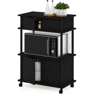 Furinno Turn-N-Tube 4-Tier Toolless Kitchen Storage Shelf Cart, Americano/Black(Americano/Black)