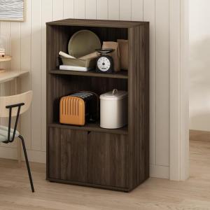 Furinno Turn-N-Tube 4-Tier Toolless Kitchen Storage Shelf Cart, Americano/Black(Brown Walnut)