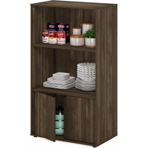Furinno Turn-N-Tube 4-Tier Toolless Kitchen Storage Shelf Cart, Americano/Black(Columbia Walnut)