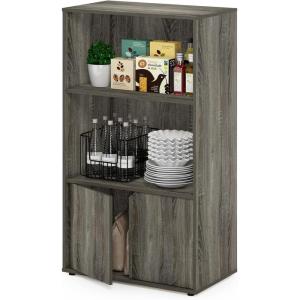 Furinno Turn-N-Tube 4-Tier Toolless Kitchen Storage Shelf Cart, Americano/Black(French Oak Grey)
