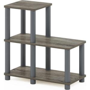 Furinno Turn-N-Tube Accent Decorative Shelf, Espresso/Black(Grey/Grey)