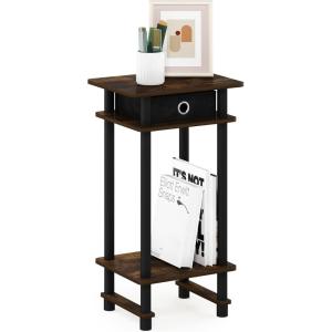 Furinno Turn-N-Tube Tall-Wide Hallway Console Table with Bin, Espresso/Brown(Amber Pine/Black/Black)