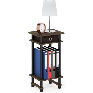 Furinno Turn-N-Tube Tall-Wide Hallway Console Table with Bin, Espresso/Brown(Columbia Walnut/Black/Dark Brown)