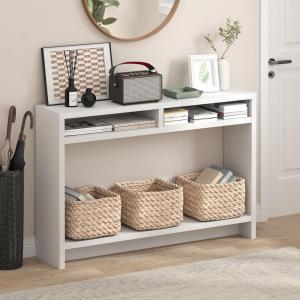 Furinno Turn-N-Tube Tall-Wide Hallway Console Table with Bin, Espresso/Brown(White)