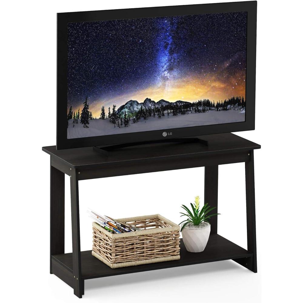 imageFurinno BEGINNING TV Stand 2Tier Entertainment Center with Open Shelf TV Console for TV up to 36 Inch for Living Room Bedroom French OakEspresso