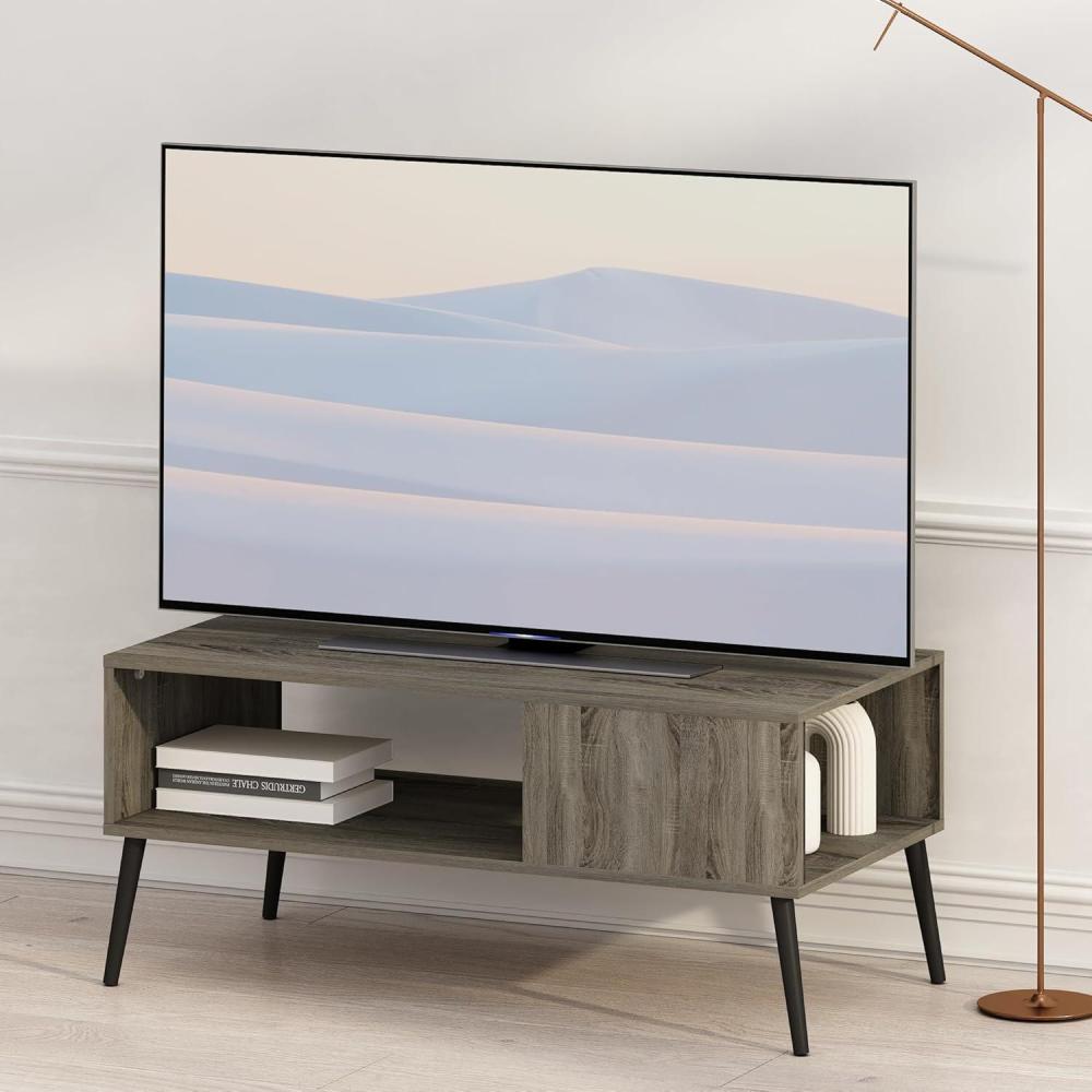 imageFurinno Camnus Modern Living TV Stand for TVs up to 65 Inch AmericanoBlackFrench Oak