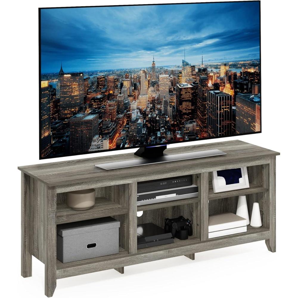 imageFurinno Camnus Modern Living TV Stand for TVs up to 65 Inch AmericanoBlackFrench Oak Grey