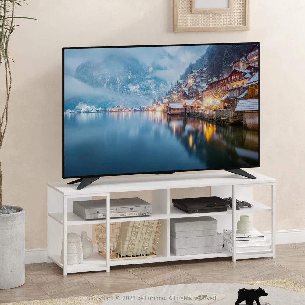 imageFurinno Camnus Modern Living TV Stand for TVs up to 65 Inch AmericanoBlackWhiteWhite