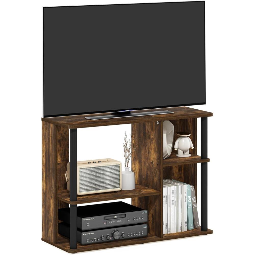 imageFurinno Econ TV Stand Entertainment Center EspressoAmber PineBlack