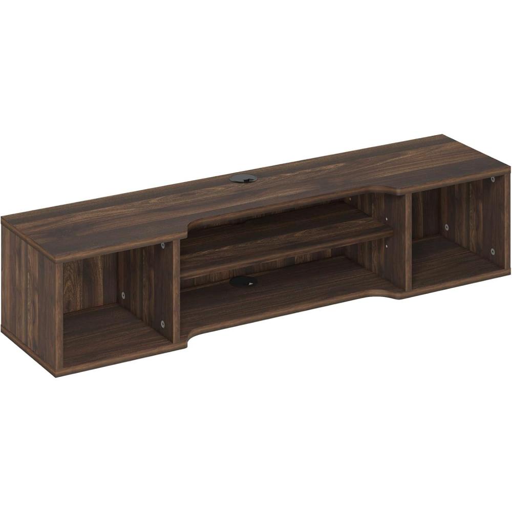 imageFurinno Indo Floating Storage Hutch Media Console Columbia WalnutColumbia Walnut