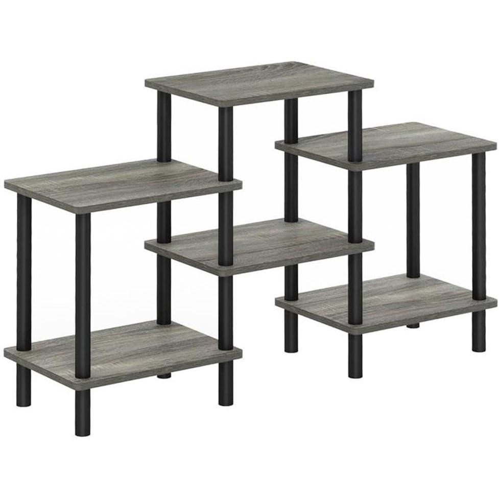 imageFurinno JAYA Simple Design Corner TV Stand French Oak GreyBlack 4204 x 2275 x 1555 InchesFrench OakBlack