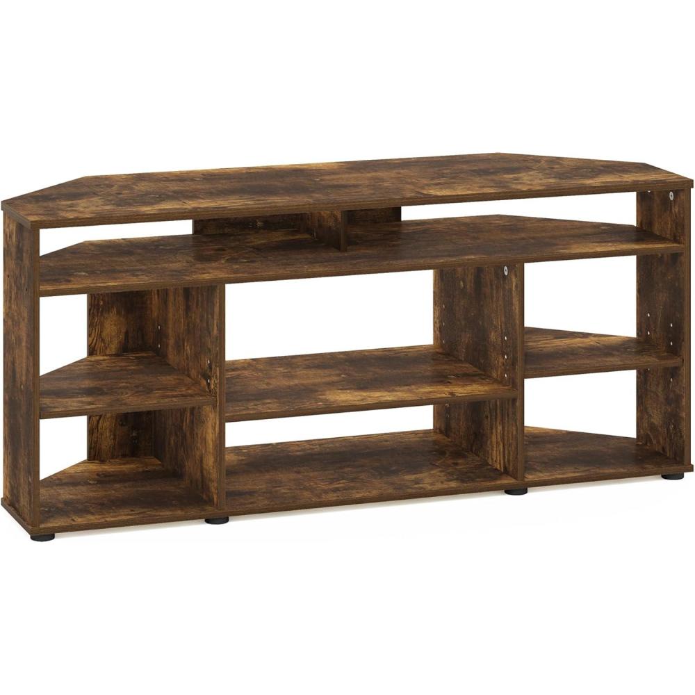 imageFurinno Jaya Entertainment Center Stand UnitTV Desk for up to 55 inch WhiteBlackAmber PineBlack
