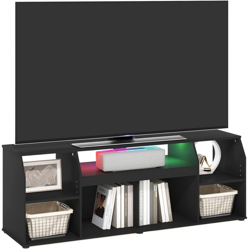 imageFurinno Jaya Entertainment Center Stand UnitTV Desk for up to 55 inch WhiteBlackAmericano