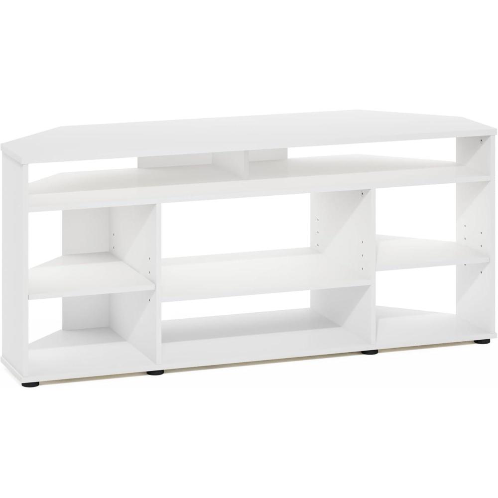 imageFurinno Jaya Entertainment Center Stand UnitTV Desk for up to 55 inch WhiteBlackWhite