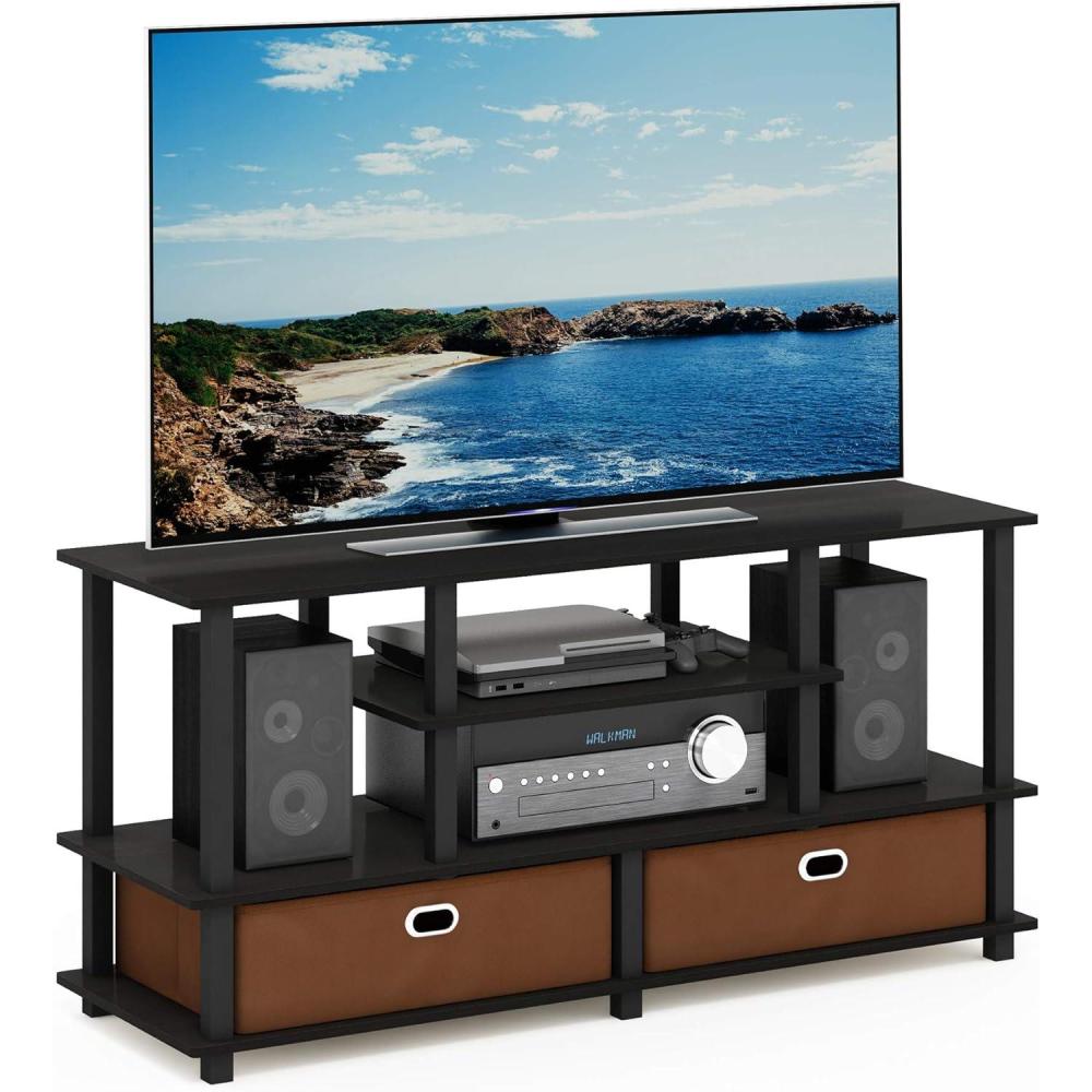 imageFurinno Moretti Modern Lifestyle TV Stand Columbia WalnutBlack