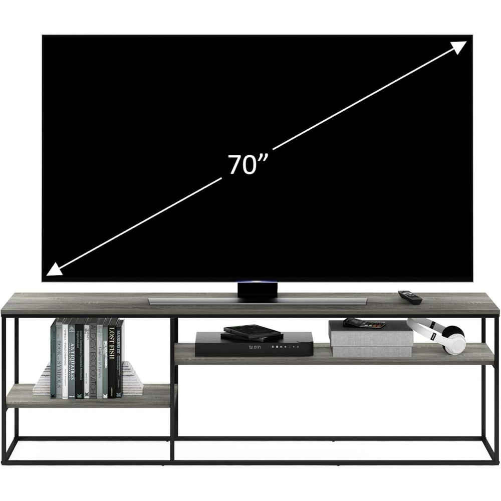 imageFurinno Moretti Modern Lifestyle TV Stand Columbia WalnutGrey Oak