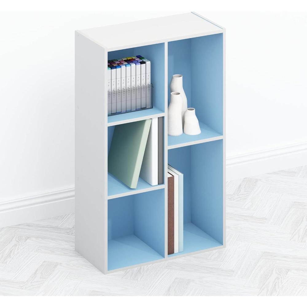 imageFurinno Moretti Modern Lifestyle TV Stand Columbia WalnutLight Blue