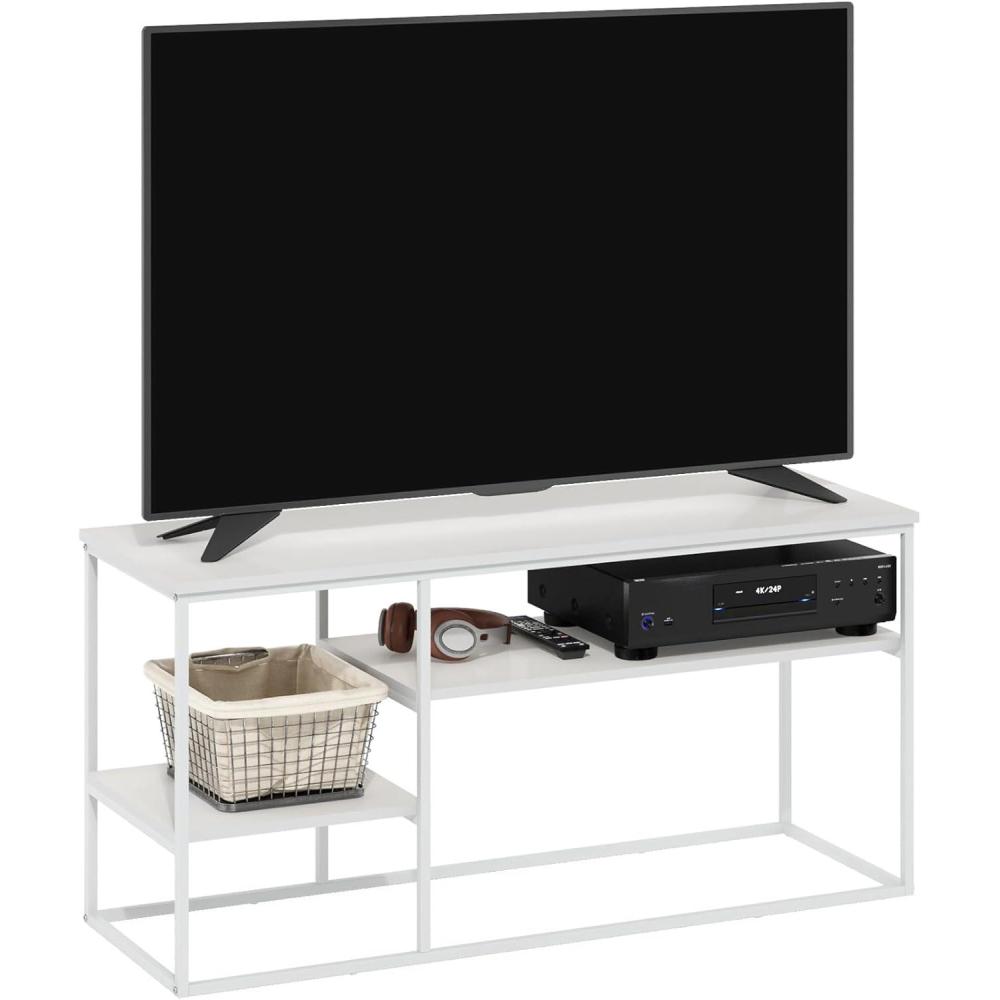 imageFurinno Moretti Modern Lifestyle TV Stand Columbia WalnutSolid WhiteWhite