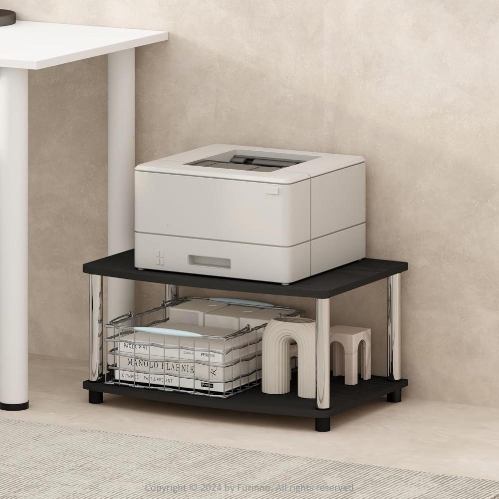imageFurinno TURNSTUBE TV Stand 3Tier No Tools Entertainment Center TV Console for TV up to 46 Inch for Living Room Bedroom EspressoAmericanoStainless Steel