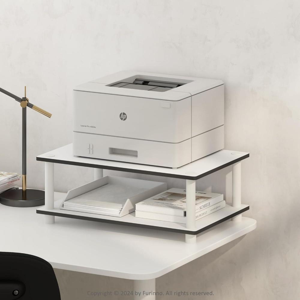 imageFurinno TURNSTUBE TV Stand 3Tier No Tools Entertainment Center TV Console for TV up to 46 Inch for Living Room Bedroom EspressoWhiteWhite