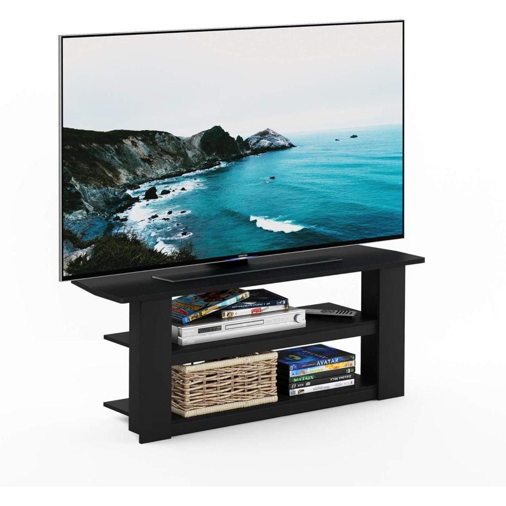 imageFurinno TurnNTube Easy Assembly 4Tier Petite Entertainment Center  TV Stand  TV Unit  TV Desk Stainless Steel AmericanoChromeBlack