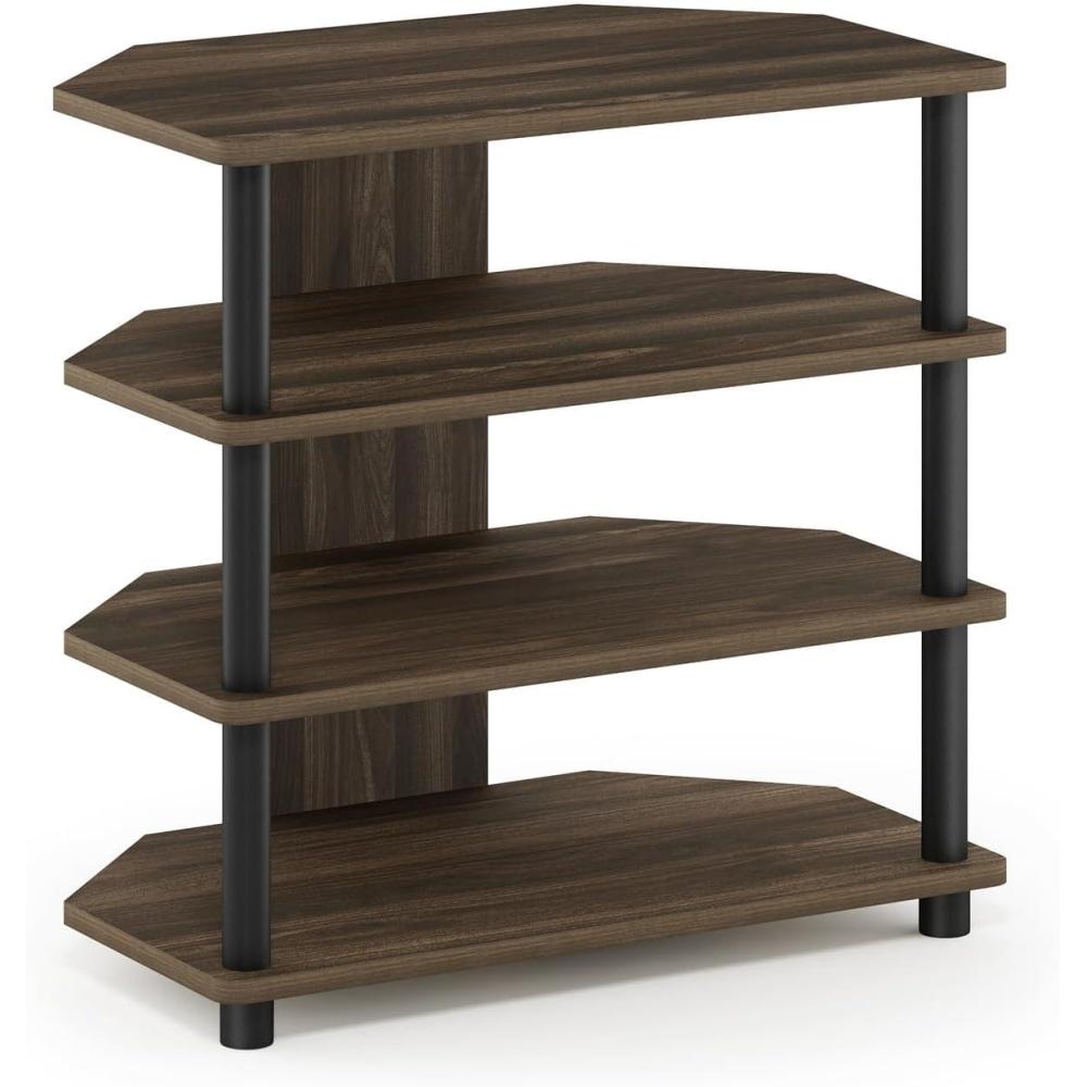 imageFurinno TurnNTube Easy Assembly 4Tier Petite Entertainment Center  TV Stand  TV Unit  TV Desk Stainless Steel AmericanoChromeColumbia Walnut