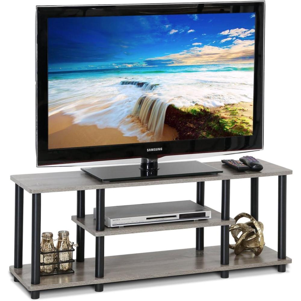 imageFurinno TurnNTube No Tools 3D 3Tier Entertainment TV Stand up to 50 inch TV Round Tubes Columbia WalnutBlackFrench Oak