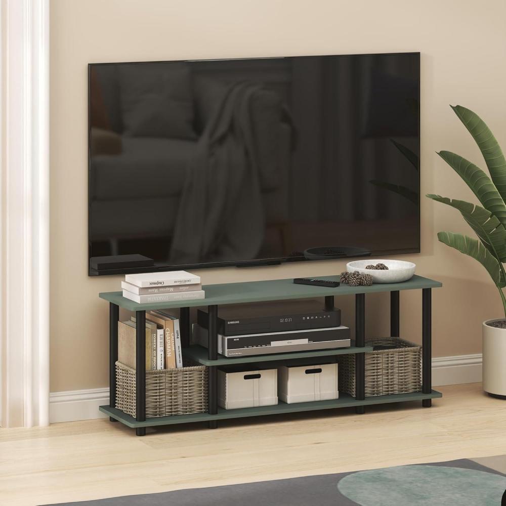imageFurinno TurnNTube No Tools 3D 3Tier Entertainment TV Stand up to 50 inch TV Round Tubes Columbia WalnutBlackSage GreenBlack