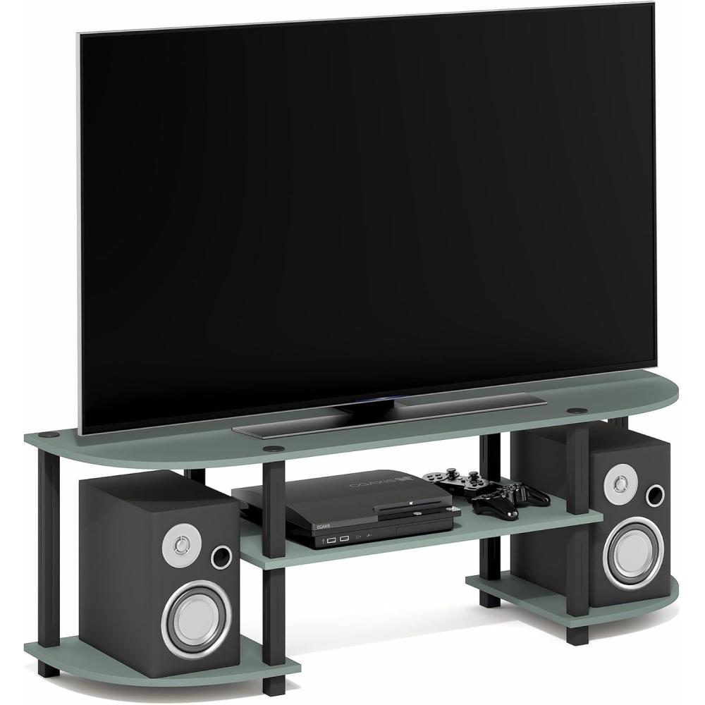imageFurinno TurnSTube Wide TV Entertainment Center BlackGreySage Green