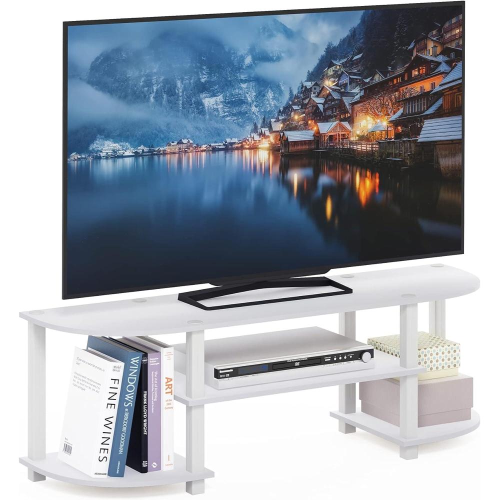 imageFurinno TurnSTube Wide TV Entertainment Center BlackGreyWhite