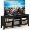 FURINNO Jensen TV Stand with Shelf, French Oak Grey, 65-Inch(Espresso)