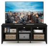 FURINNO Jensen TV Stand with Shelf, French Oak Grey, 65-Inch(Espresso)