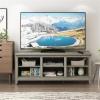 FURINNO Jensen TV Stand with Shelf, French Oak Grey, 65-Inch(French Oak)