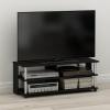Furinno BEGINNING TV Stand, 2-Tier Entertainment Center with Open Shelf, TV Console for TV up to 36 Inch, for Living Room, Bedroom, French Oak(Americano/Stainless Steel)