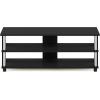 Furinno BEGINNING TV Stand, 2-Tier Entertainment Center with Open Shelf, TV Console for TV up to 36 Inch, for Living Room, Bedroom, French Oak(Americano/Stainless Steel)