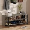 Furinno BEGINNING TV Stand, 2-Tier Entertainment Center with Open Shelf, TV Console for TV up to 36 Inch, for Living Room, Bedroom, French Oak(French Oak Grey/Black)