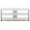 Furinno BEGINNING TV Stand, 2-Tier Entertainment Center with Open Shelf, TV Console for TV up to 36 Inch, for Living Room, Bedroom, French Oak(White Oak/Stainless Steel)