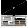Furinno BEGINNING TV Stand, 2-Tier Entertainment Center with Open Shelf, TV Console for TV up to 36 Inch, for Living Room, Bedroom, French Oak(White Oak/Stainless Steel)
