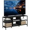 Furinno Camnus Modern Living Entertainment Center Stand with Metal Frame Support for TVs up to 60 Inch, Americano/Black(Americano/Black)