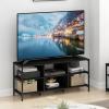 Furinno Camnus Modern Living Entertainment Center Stand with Metal Frame Support for TVs up to 60 Inch, Americano/Black(Americano/Black)