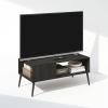 Furinno Camnus Modern Living TV Stand for TVs up to 65 Inch, Americano/Black(Espresso)